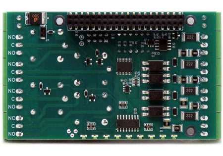 Four Relays four HV inputs 8-layer stackable HAT circuit board for Raspberry Pi with connectors and components visible
