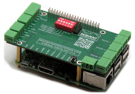 Eight Serial Ports HAT 2-layer stackable expansion board for Raspberry Pi with multiple serial interfaces and DIP switch