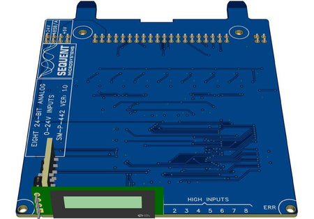 8-Channel 24bit Analog Input Card for Raspberry Pi Back Panel with OLED display and industrial input support