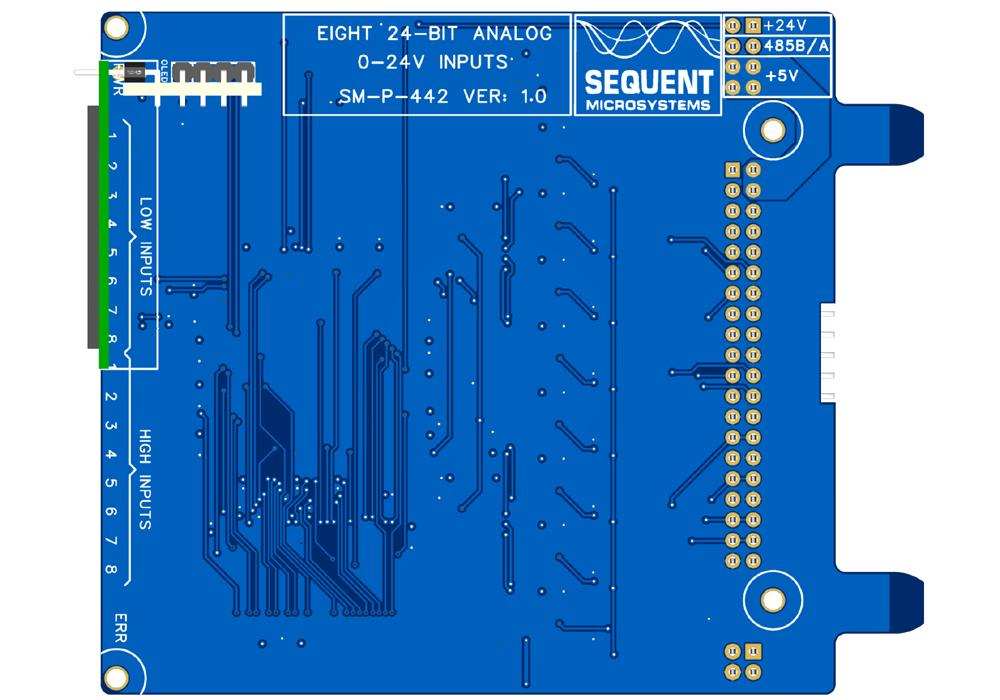 Eight 24bit Analog Input Channels for Raspberry Pi Back Panel Top