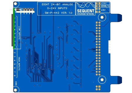 Eight 24bit Analog Input Channels for Raspberry Pi Back Panel Top