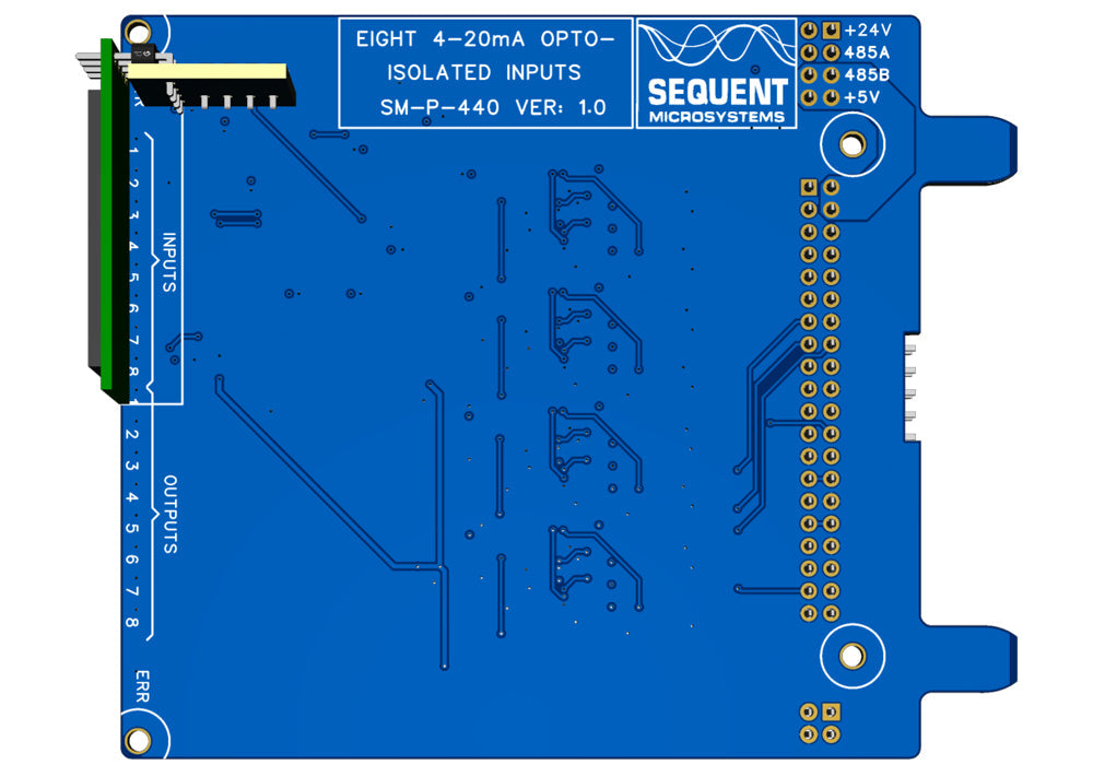 8-Channel 4-20mA Input Card for Raspberry Pi with optoisolated inputs and RS485 MODBUS support