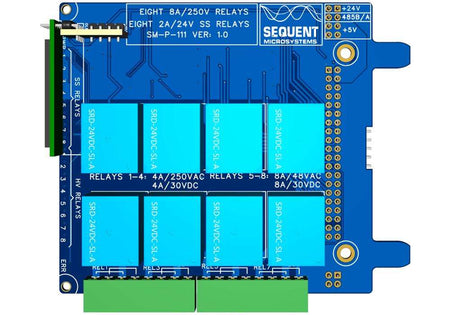 16-Channel HV-SS Relay Card with high and solid-state relays for Raspberry Pi Back Panel industrial automation