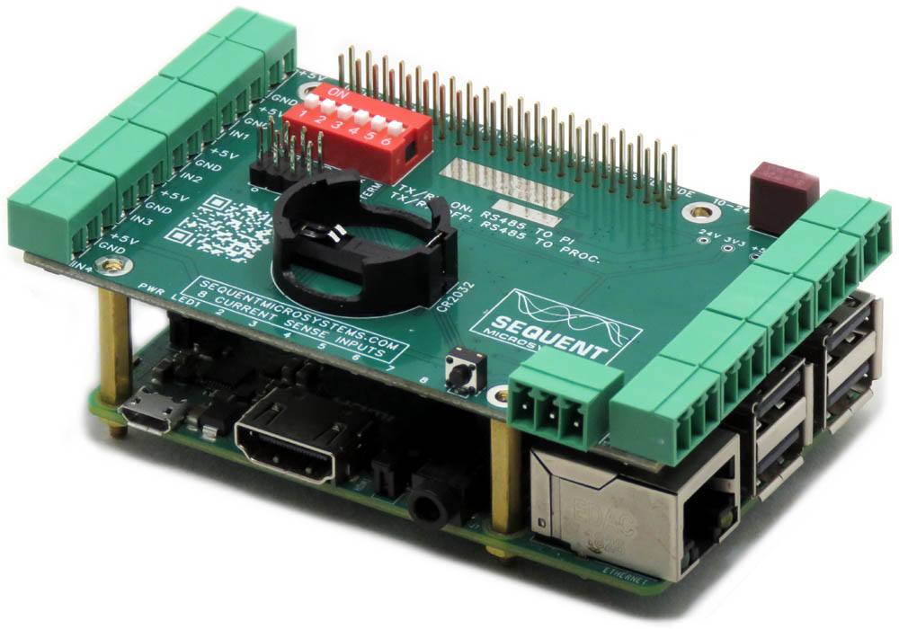 HALL Current Sensor DAQ 8-layer stackable HAT for Raspberry Pi with pluggable connectors and RS485 port