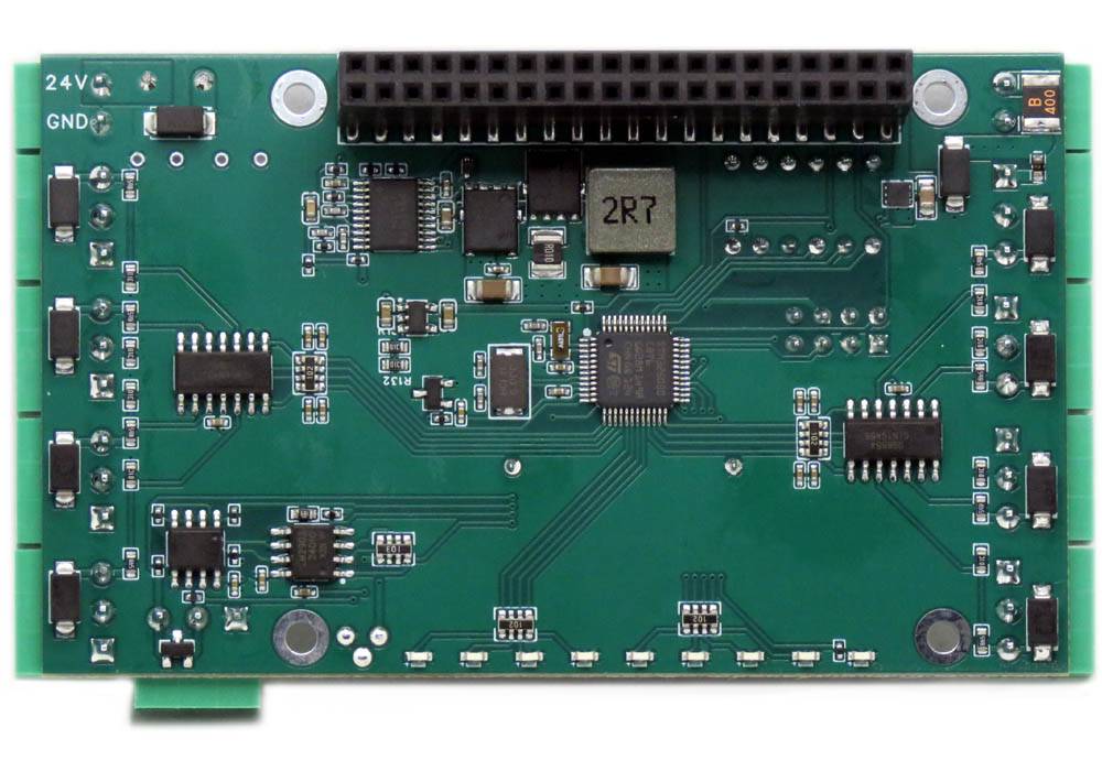 HALL Current Sensor DAQ 8-layer stackable HAT circuit board for Raspberry Pi with RS485 port and pluggable connectors