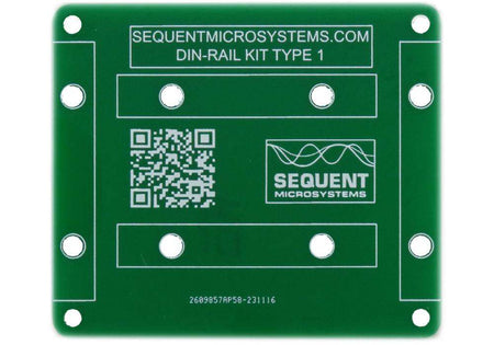 DIN-RAIL Kit Type 1 adapter plate for Raspberry Pi parallel mount with mounting holes and printed text.