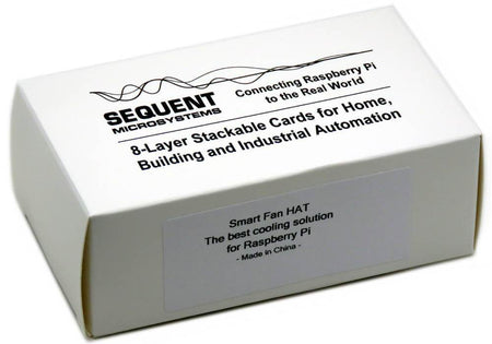 Smart Fan HAT box packaging for Raspberry Pi cooling solution by Sequent Microsystems