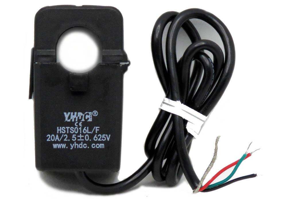 HALL Effect Current Sensor HSTS016L black open-loop split-core with 20A range and three-wire cable for Raspberry Pi DAQ HAT integration
