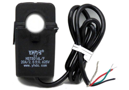 HALL Effect Current Sensor HSTS016L black open-loop split-core with 20A range and three-wire cable for Raspberry Pi DAQ HAT integration