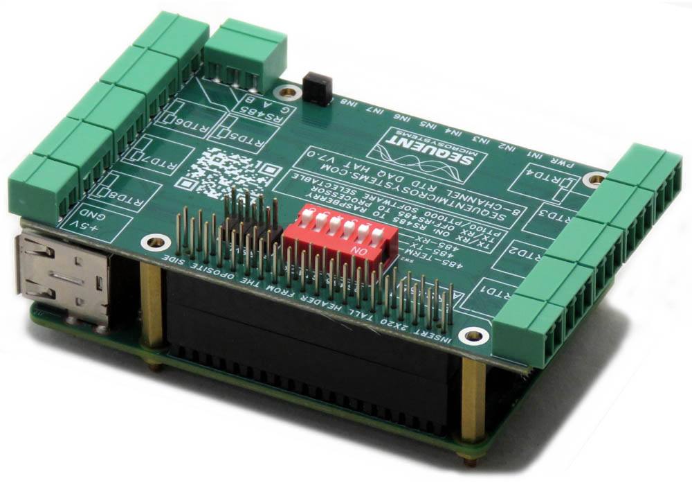 RTD Data Acquisition 8-layer stackable HAT for Raspberry Pi with 24-bit A/D converters and PT100/PT1000 sensor support