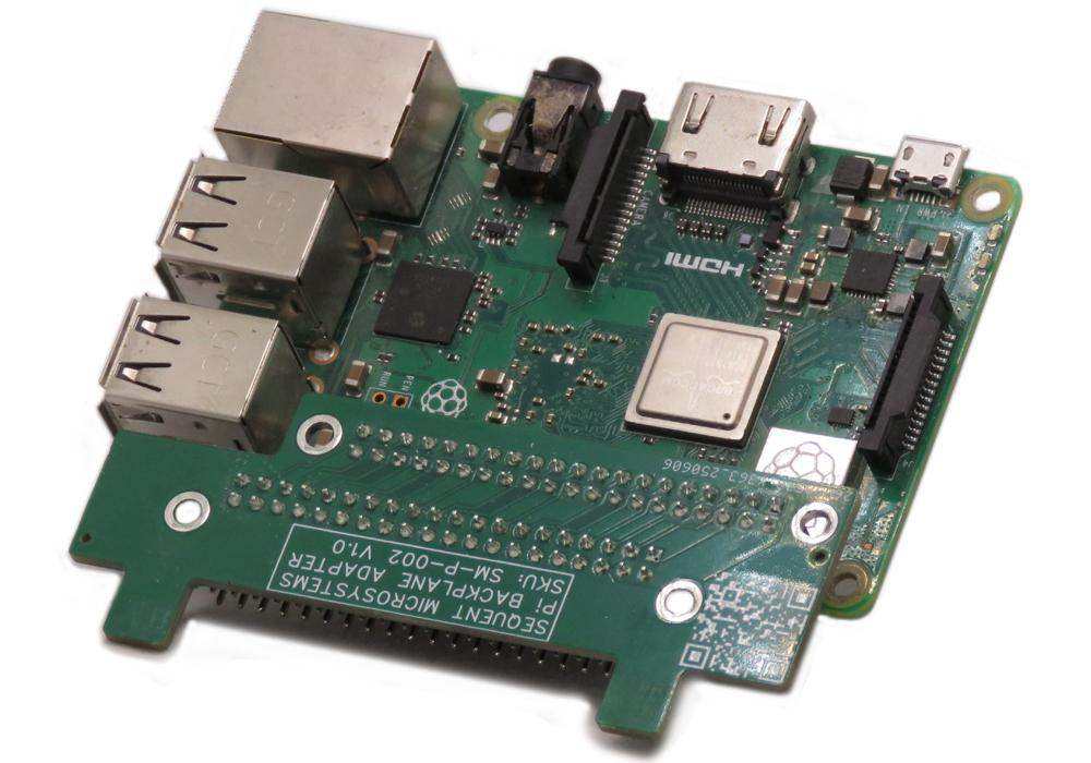 Back Panel Adapter board for Raspberry Pi 3, 4, or 5 enabling vertical mounting and 90° rotation of the 40-pin GPIO connector.