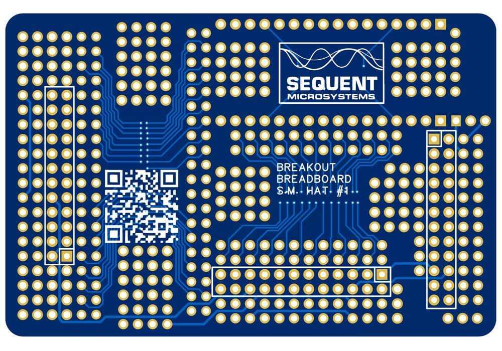 Raspberry Pi Breakout Card with pluggable terminal blocks and prototype breadboard area.
