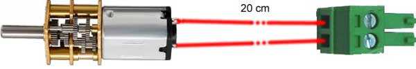 Micromotor component with plug for Raspberry Pi I/O Accessories Kit connected by red wires and green terminal block