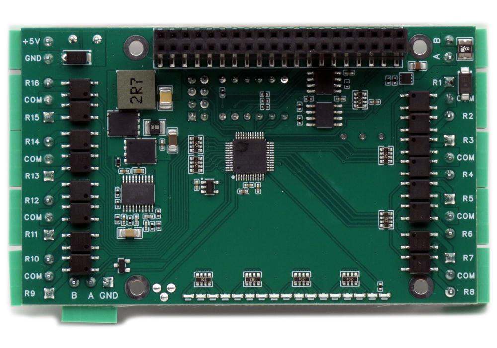 Sixteen Solid State Relays HAT bottom