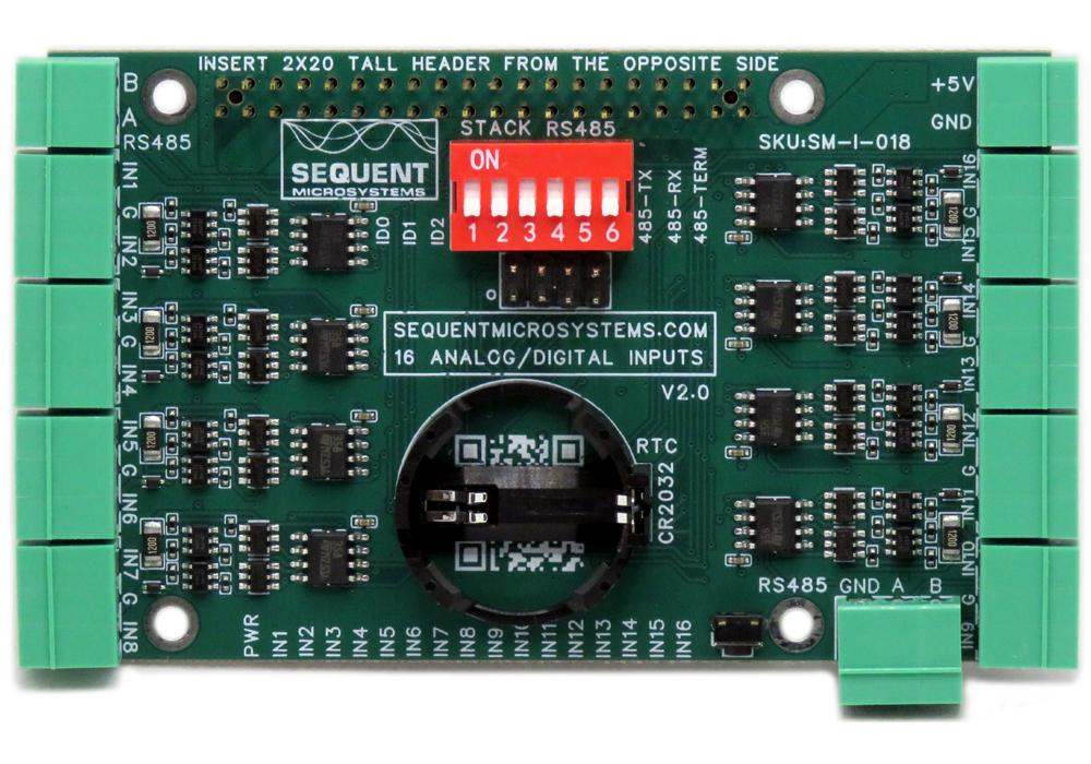 Sixteen Analog-Digital Inputs 8-Layer Stackable HAT for Raspberry Pi ...