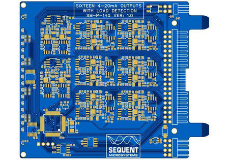 16 Analog 4–20 mA output card with a blue circuit board, gold components, and connector edge