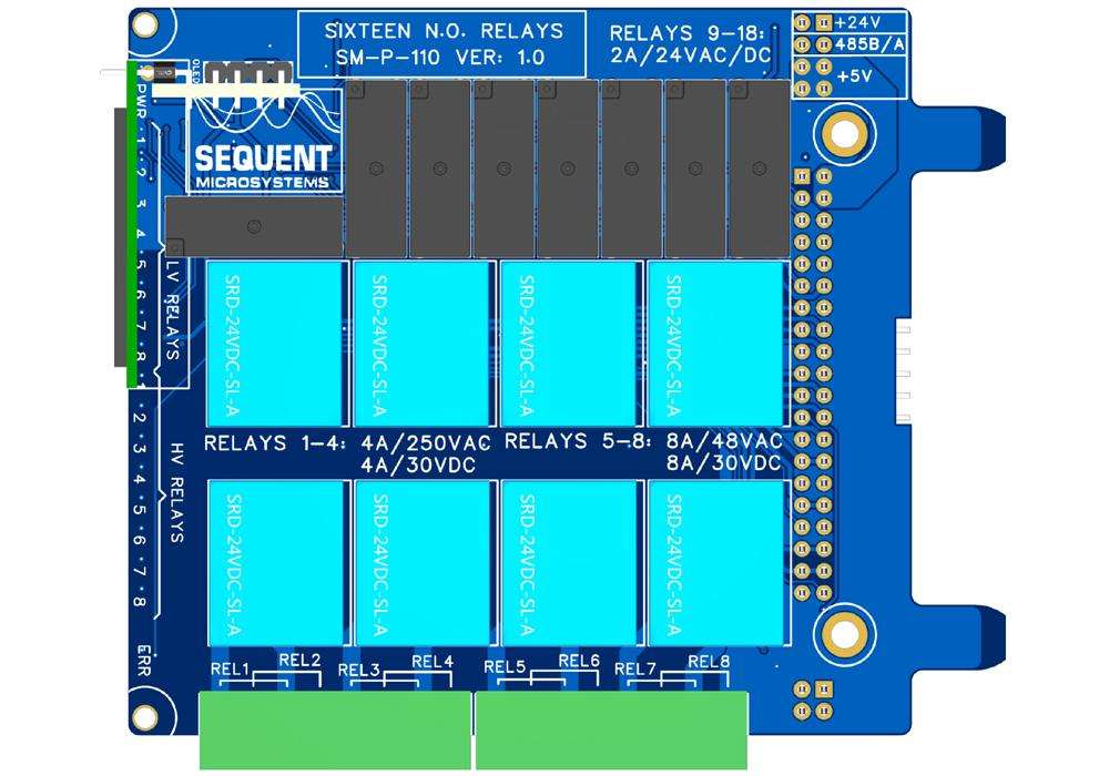 16-Channel HV-LV Relay Card for Raspberry Pi top