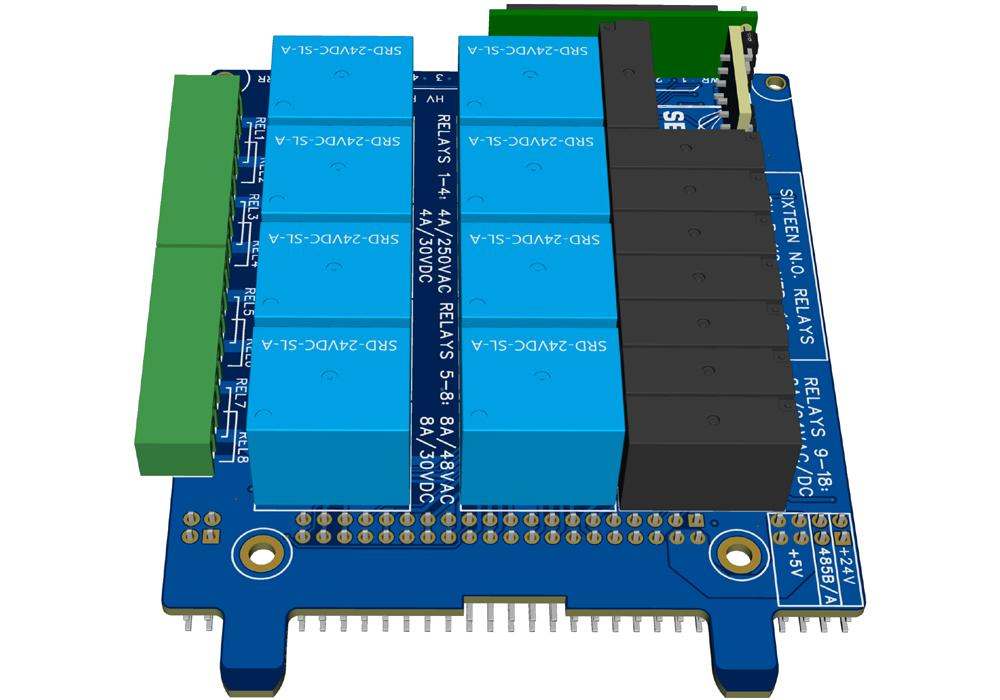 16-Channel HV-LV Relay Card for Raspberry Pi -4