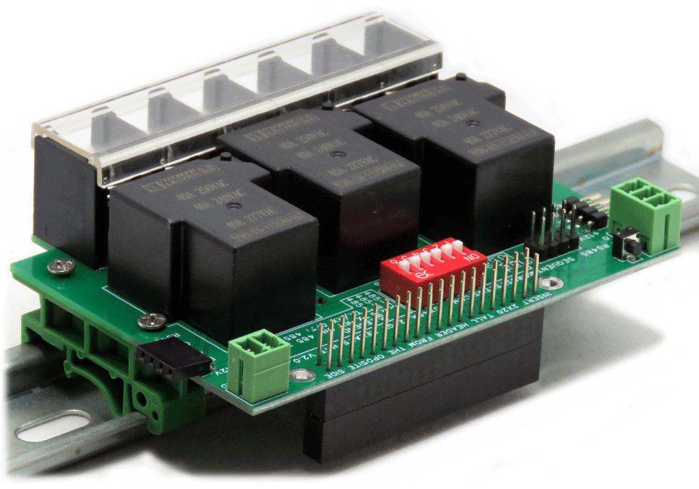 Three 40A-240V Relays RS485 Daisy-chainable HAT for Raspberry Pi