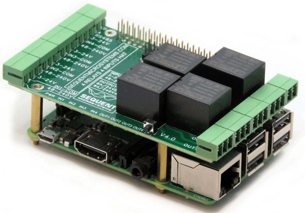 Four Relays 4 HV Inputs 8-Layer Stackable HAT for Raspberry Pi