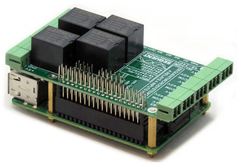 Four Relays 4 HV Inputs 8-Layer Stackable HAT for Raspberry Pi