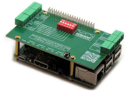 Four Serial Ports RS485 and RS232 Stackable HAT for Raspberry Pi