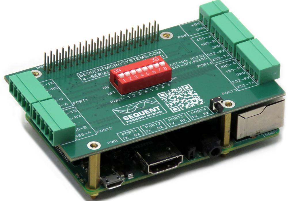 Four Serial Ports RS232-RS485 for Raspberry Pi - side 1