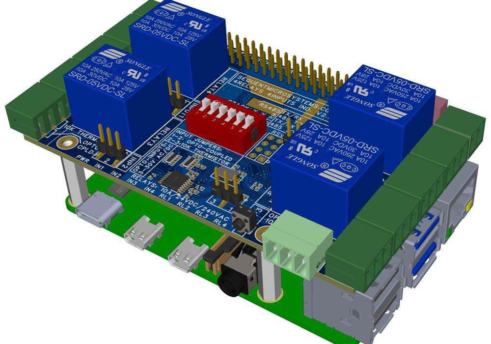 Four smart relays four universal inputs for Raspberry Pi