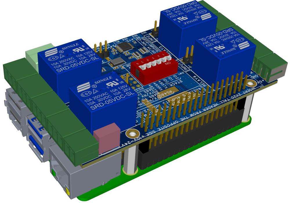 Four smart relays four universal inputs for Raspberry Pi