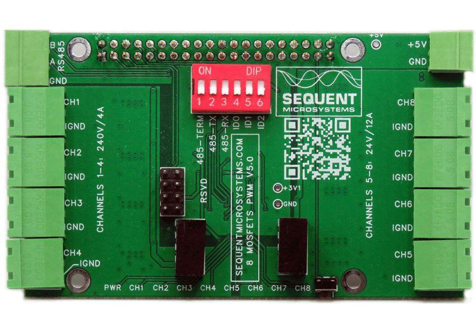 Eight MOSFETS for Raspberry Pi