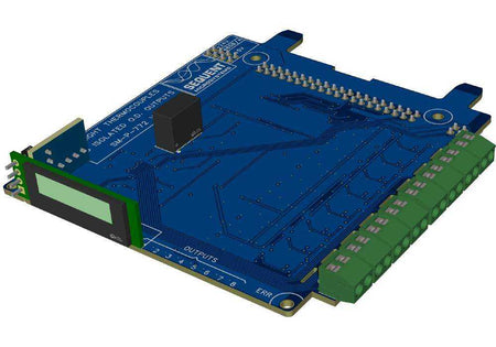 8 Thermocouples circuit board in blue with green screw terminal blocks and a small OLED display