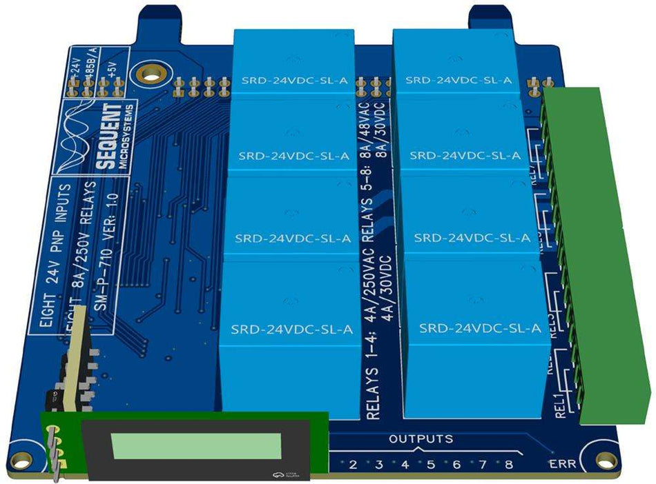 8-HV Relays 8-LV Inputs for Raspberry Pi Back Panel Front