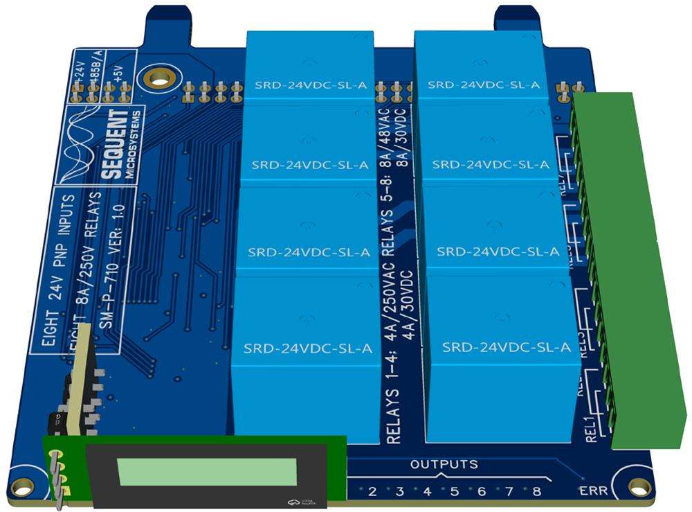 8-HV Relays 8-LV Inputs for Raspberry Pi Back Panel Front