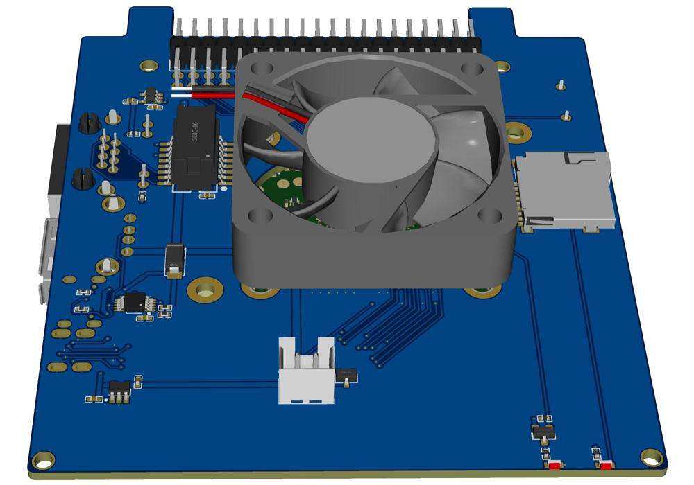 Compute Module Carrier for Raspberry Pi Back Panel - bottom 3D view