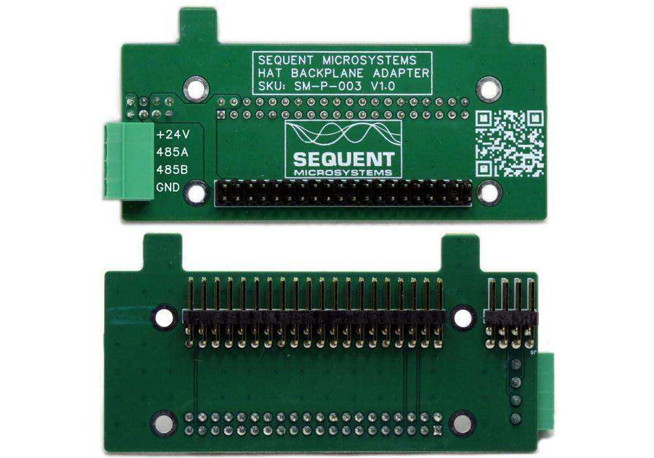 Sequent Microsystems Back Panel Adapter for Raspberry Pi I/O cards with RS485 and 24V connectors.