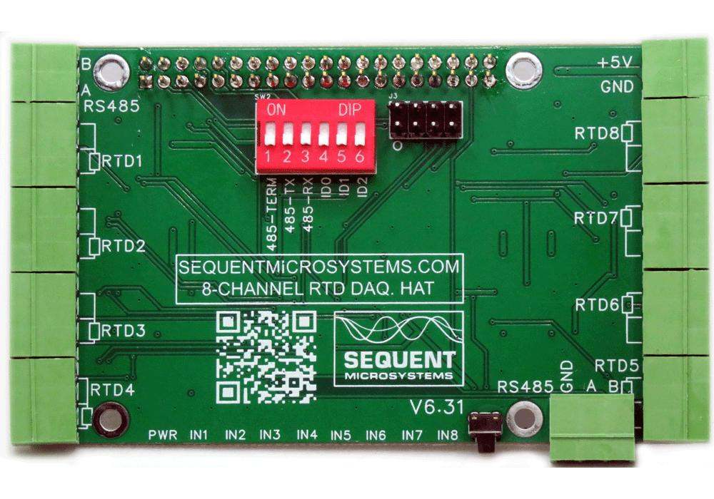 RTD Data Acquisition 8-Layer Stackable HAT for Raspberry Pi