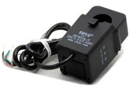HALL Effect Current Sensor with a black split-core housing, circular conductor opening, and coiled cable with exposed wires