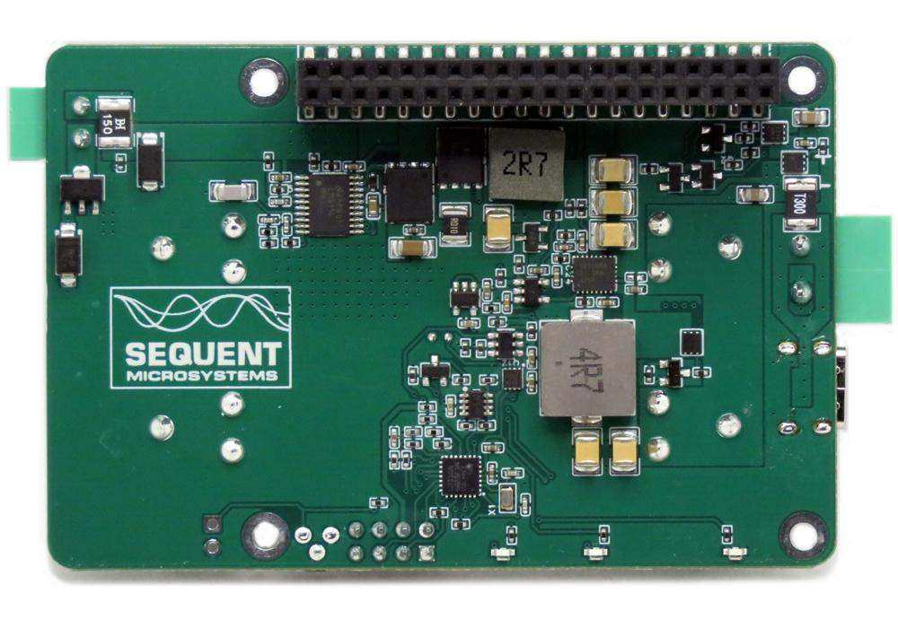 Multichemistry Watchdog HAT, a green printed circuit board with a black Raspberry Pi GPIO header, chips, and power components