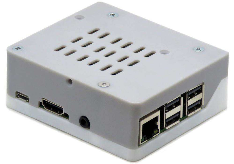 Custom enclosure with ventilation for Raspberry Pi 3, 4, or 5 compatible with Back Panel Adapter and mounting screws