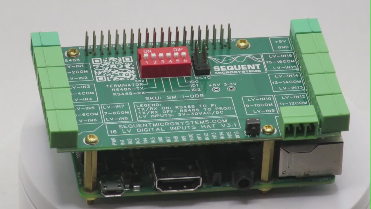 Sixteen LV Digital Inputs 8-Layer Stackable HAT for Raspberry Pi 0