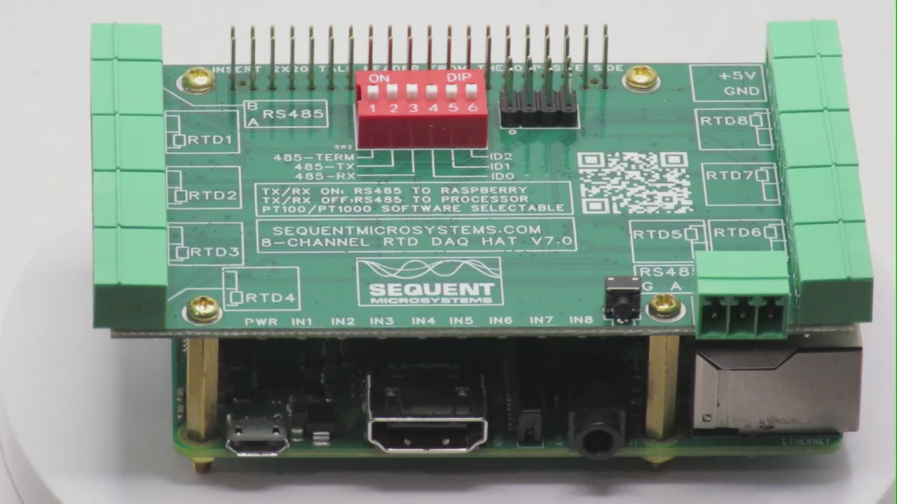 RTD Data Acquisition 8-Layer Stackable HAT for Raspberry Pi zero