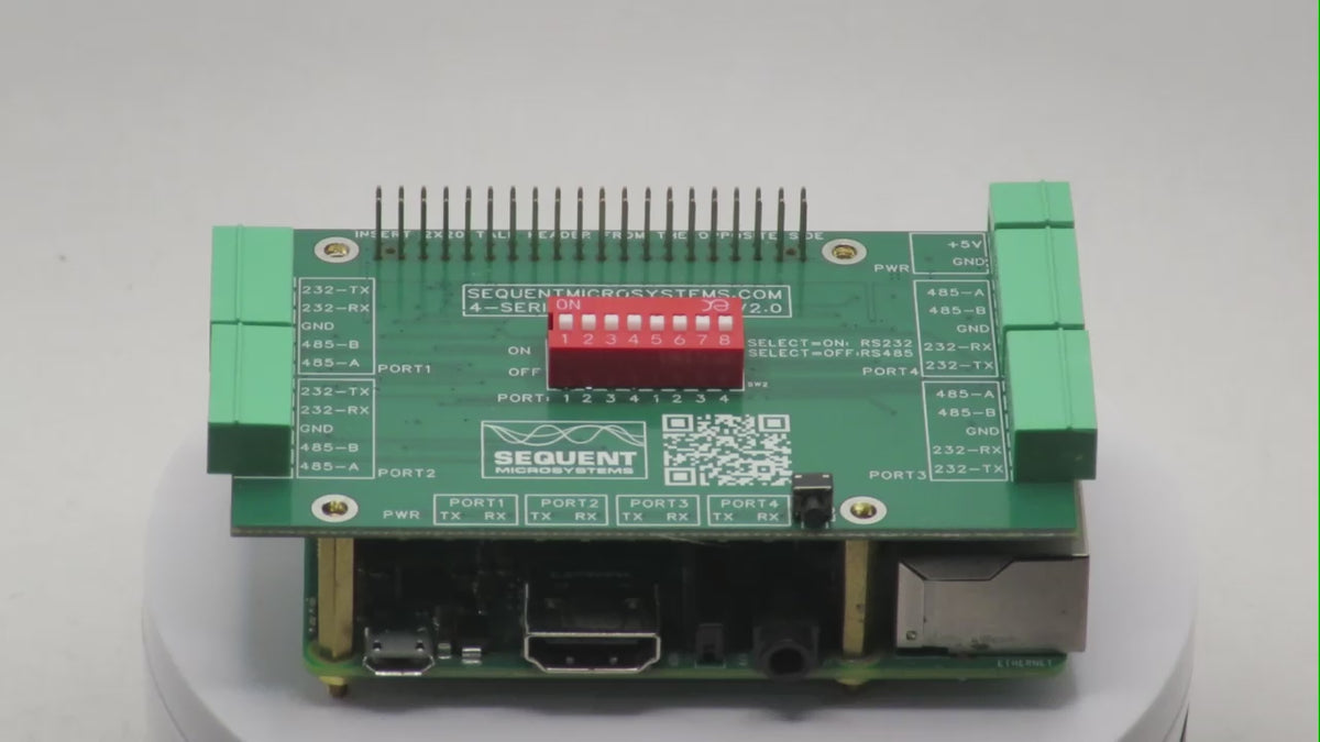 Four Serial Ports RS232-RS485 for Raspberry Pi - 360 view