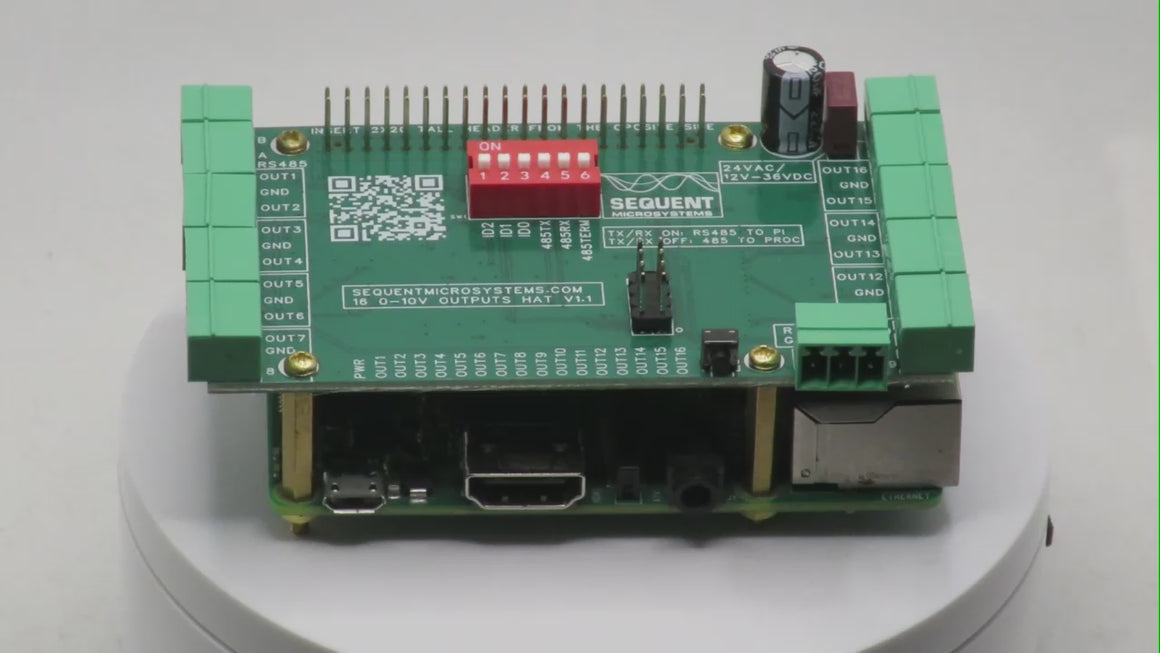 Sixteen 0-10V Analog Outpus 8-Layer Stackable HAT for Raspberry Pi