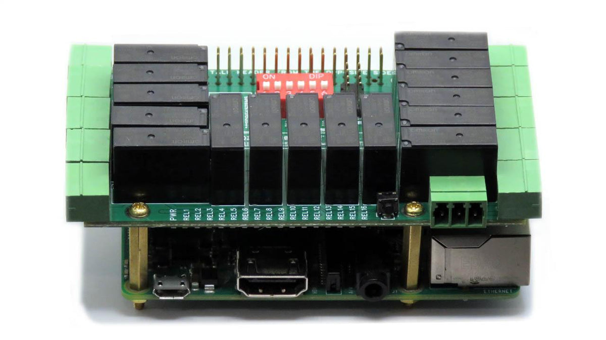 Sixteen Relays NO Contacts 2A/24V Stackable HAT for Raspberry Pi 0 - 5 ...