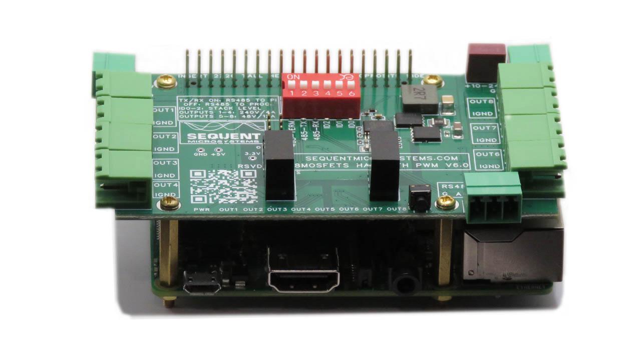 Eight MOSFETS 8-Layer Stackable HAT for Raspberry Pi o to 5 with