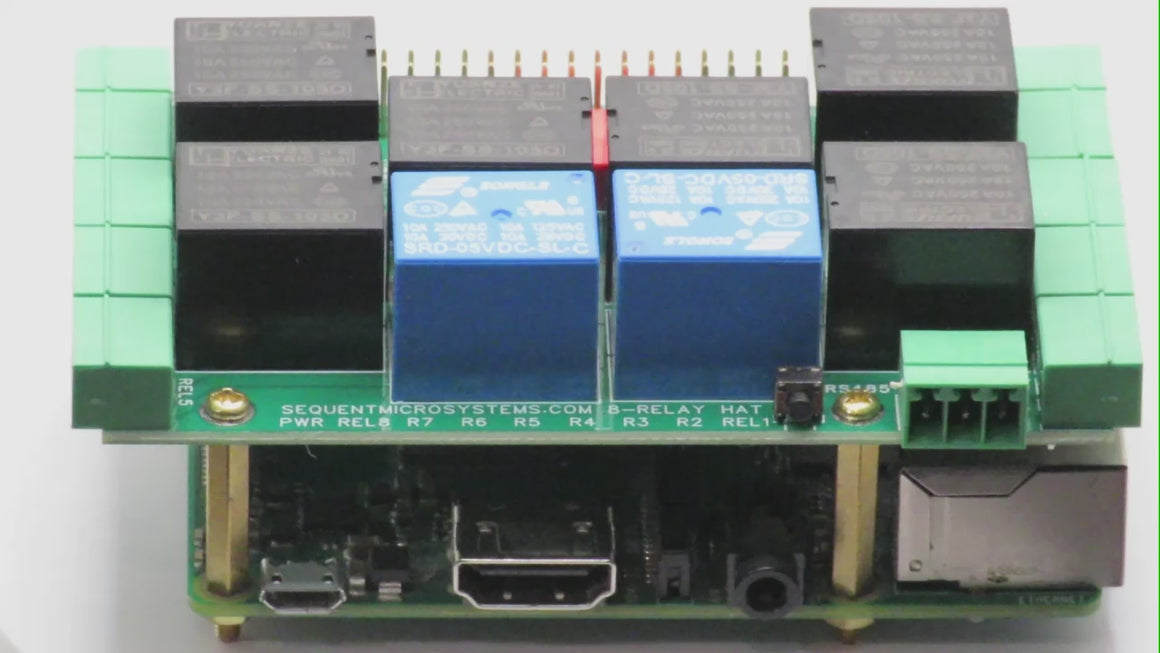 Eight Relays 4A 120V 8-layer stackable relay HAT 360 view