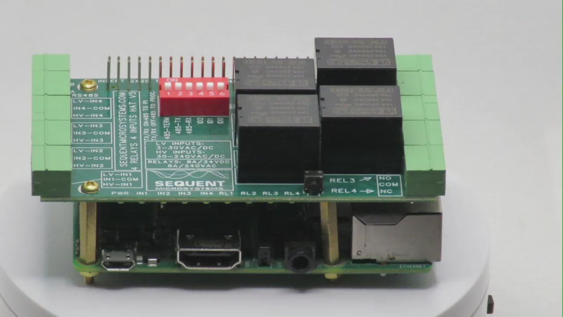 Four Relays four HV inputs 8-layer stackable HAT circuit board for Raspberry Pi