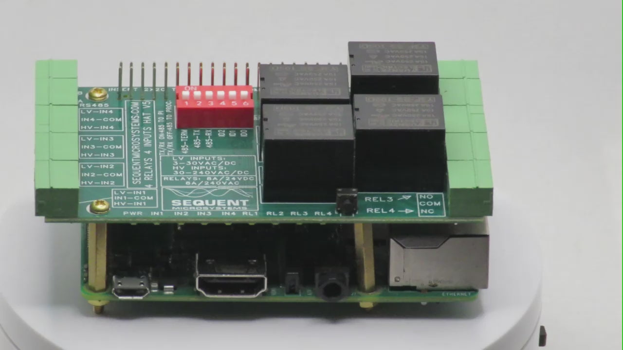 Four Relays four HV inputs 8-layer stackable HAT circuit board for Raspberry Pi